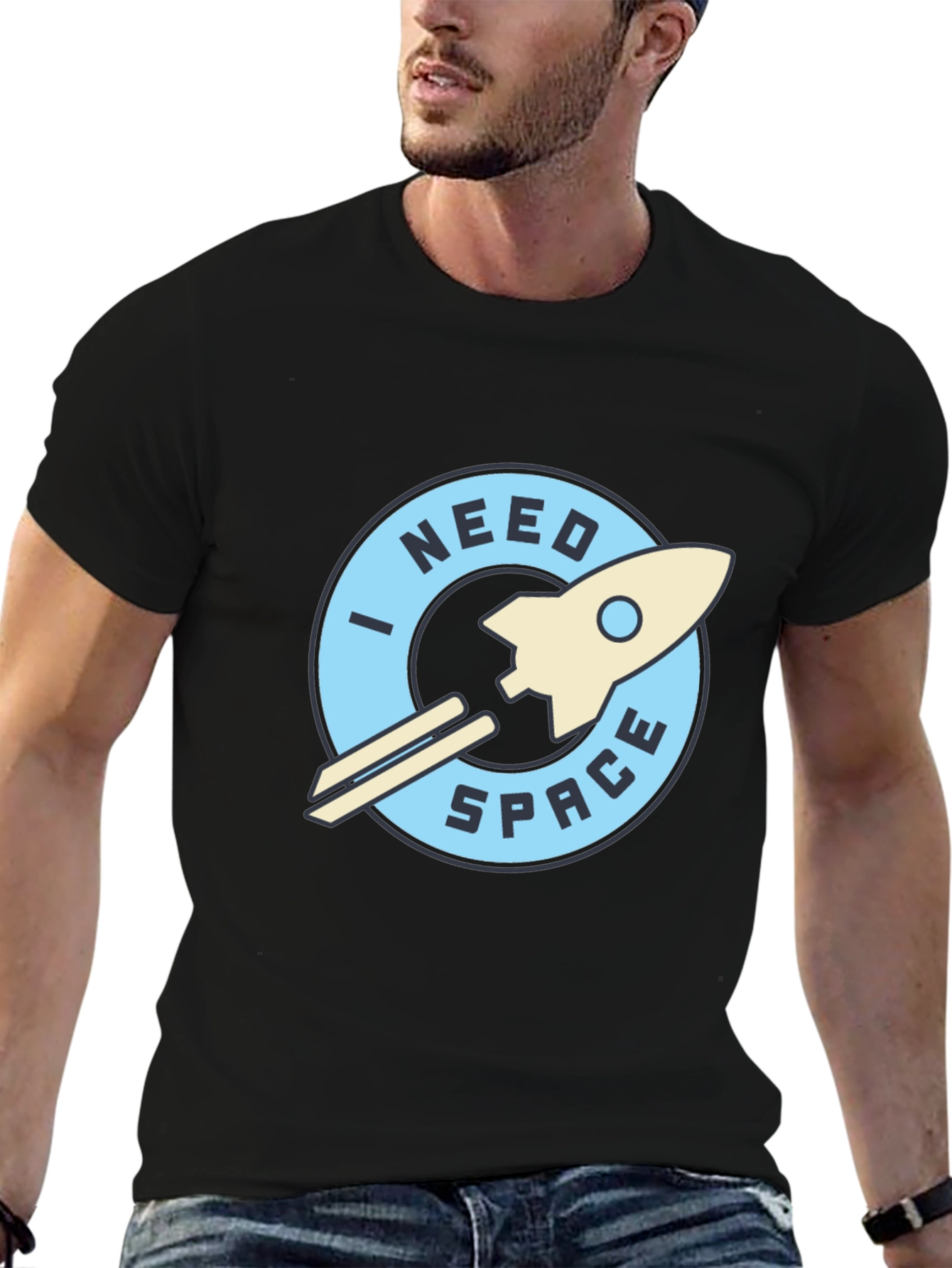 I Need Space Black Graphic T-Shirt