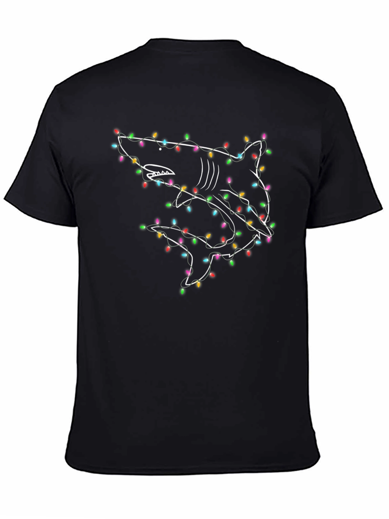 Shark Christmas Lights Graphic T-Shirt