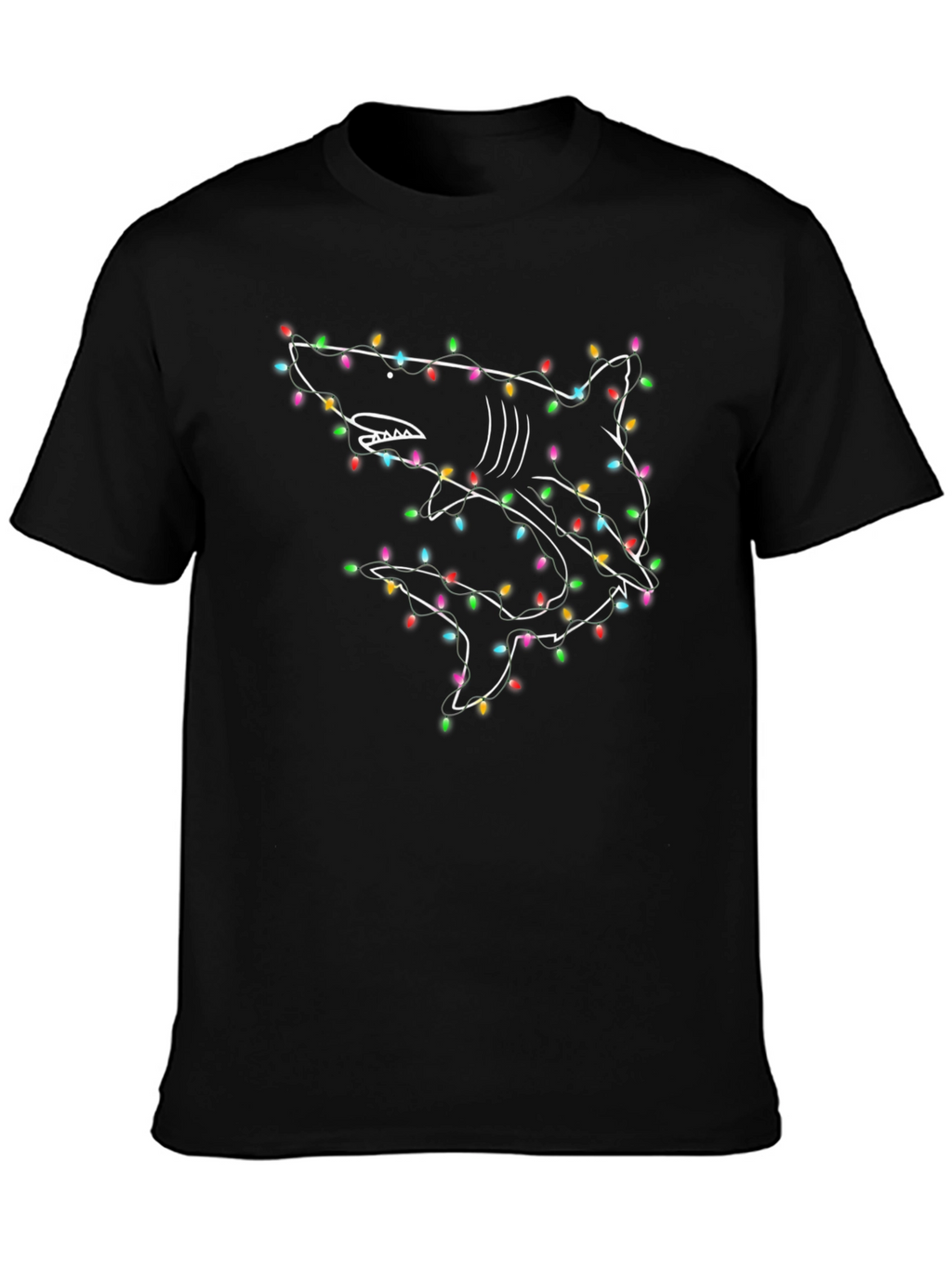 Shark Christmas Lights Graphic T-Shirt