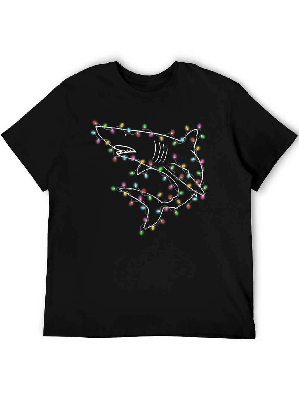 Shark Christmas Lights Graphic T-Shirt