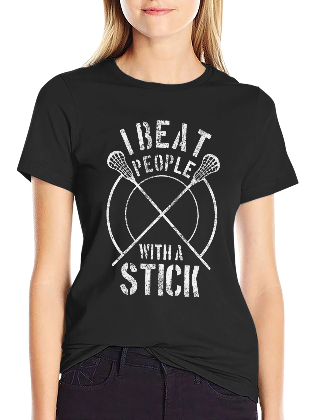 I Beat People With A Stick T-Shirt - Lacrosse Tee