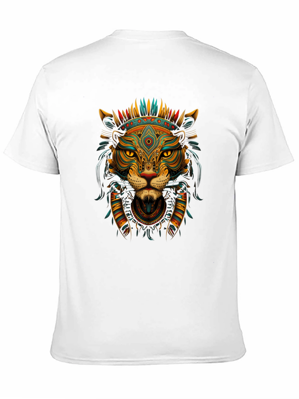 Aztec Lion Graphic Tee - Black Crew Neck T-Shirt