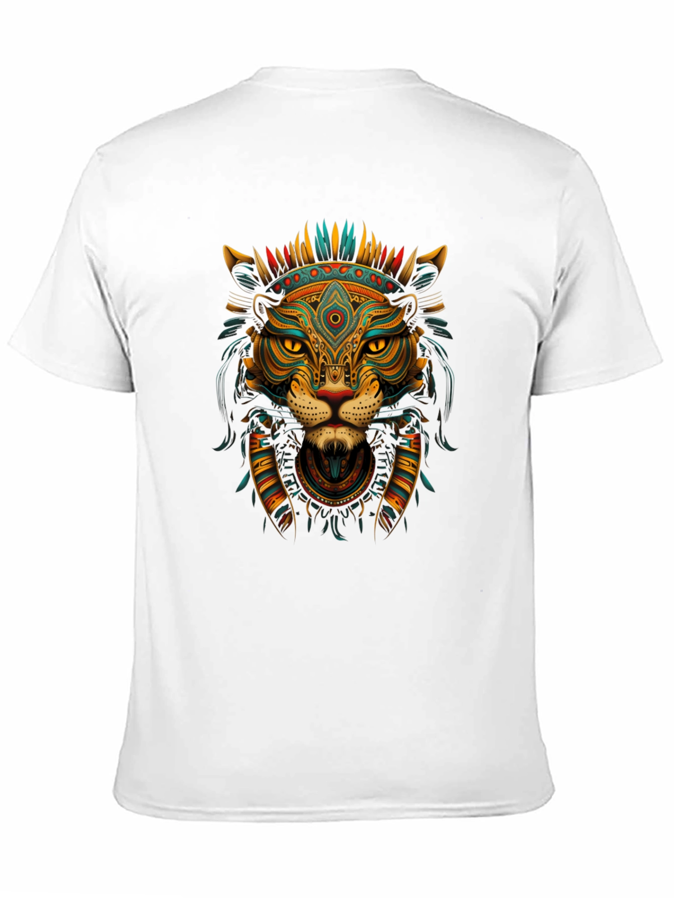 Aztec Lion Graphic Tee - Black Crew Neck T-Shirt