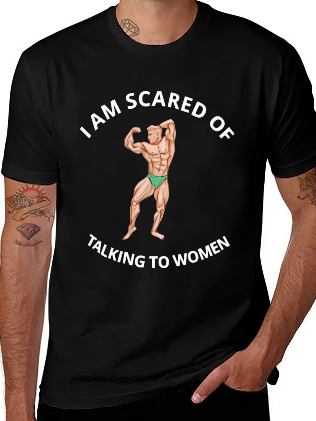 I am Scared of Talking to Women Black T-Shirt