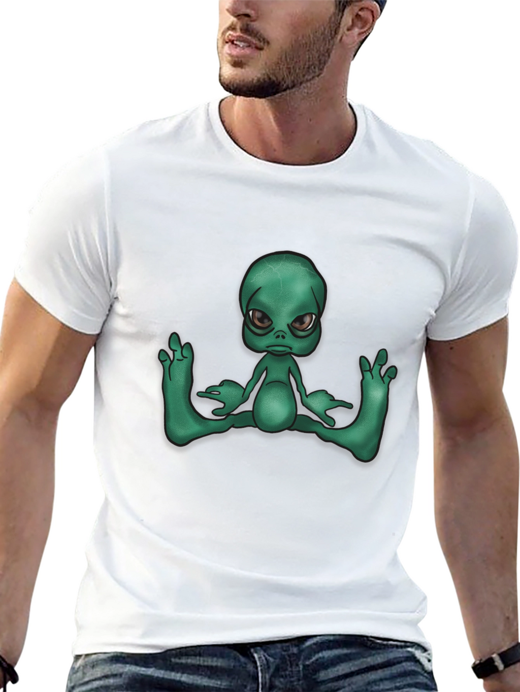Alien Graphic Tee - Black Casual T-Shirt