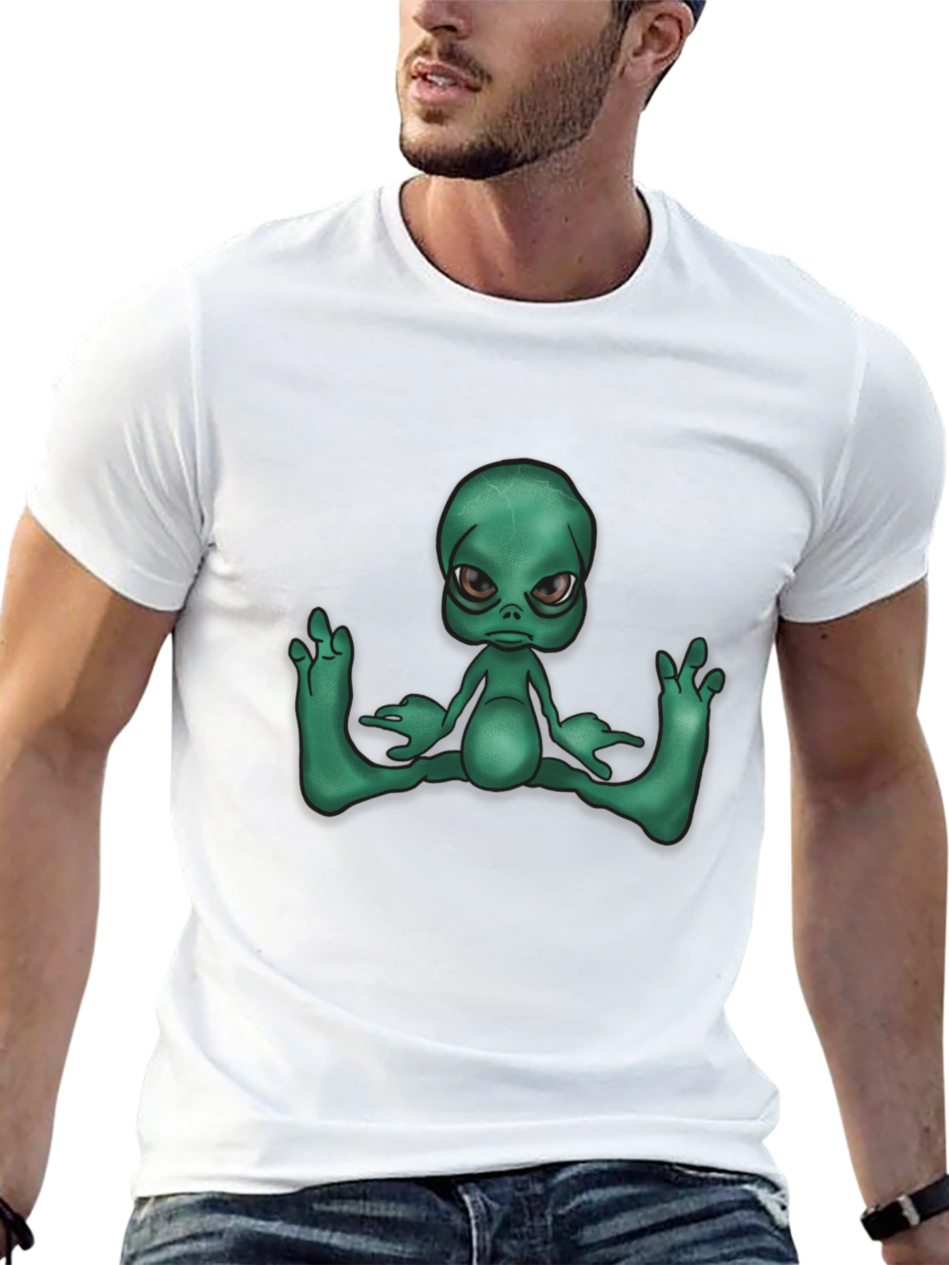 Alien Graphic Tee - Black Casual T-Shirt