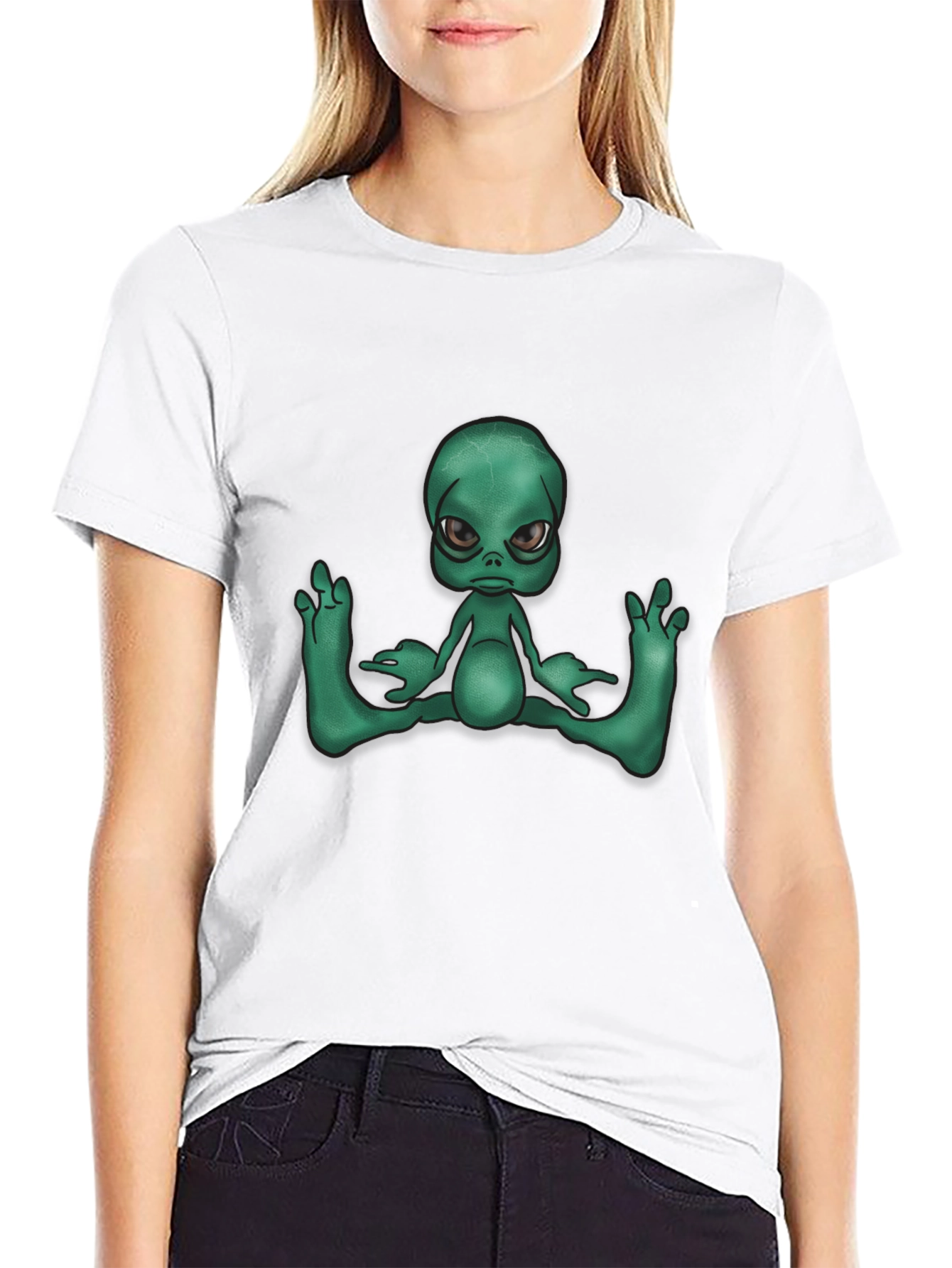 Alien Graphic Tee - Black Casual T-Shirt