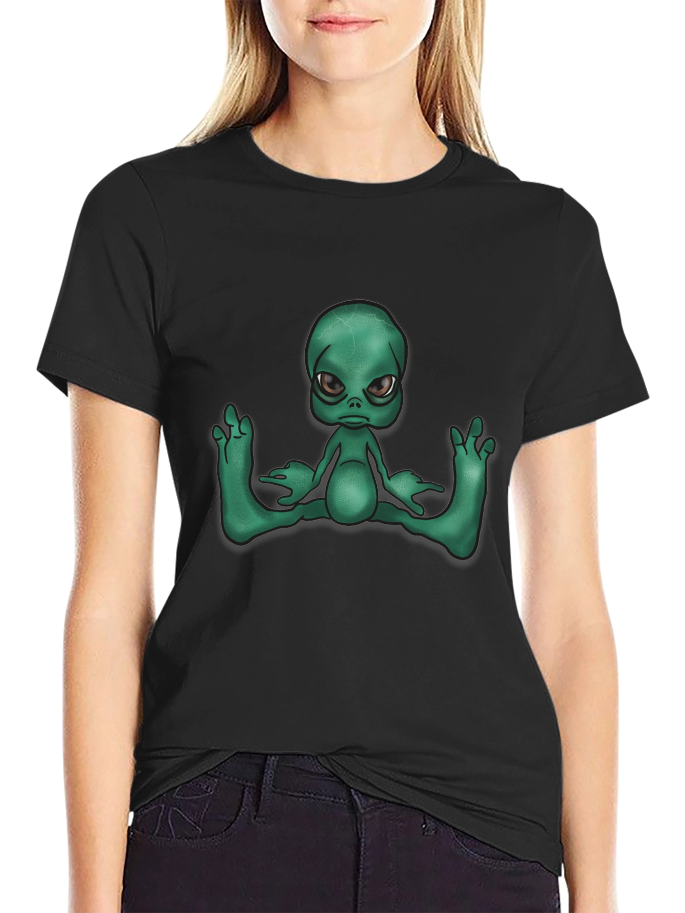 Alien Graphic Tee - Black Casual T-Shirt