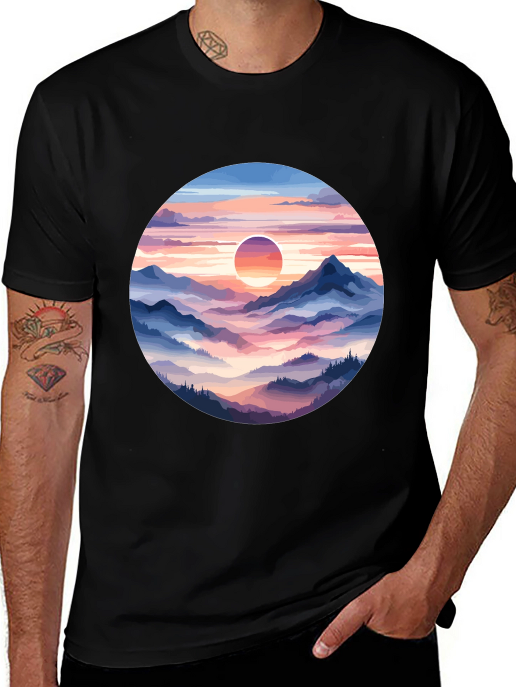 Mountain Sunset Graphic Tee - Stylish Comfort