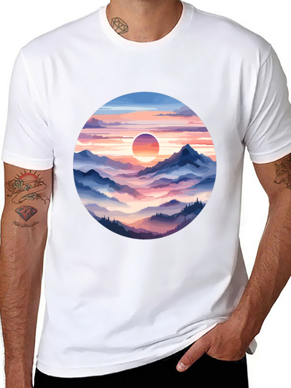 Mountain Sunset Graphic Tee - Stylish Comfort