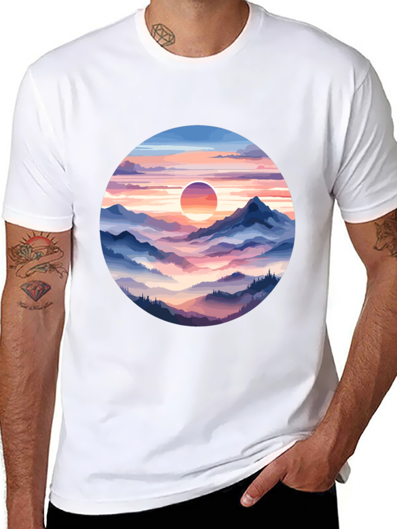 Mountain Sunset Graphic Tee - Stylish Comfort