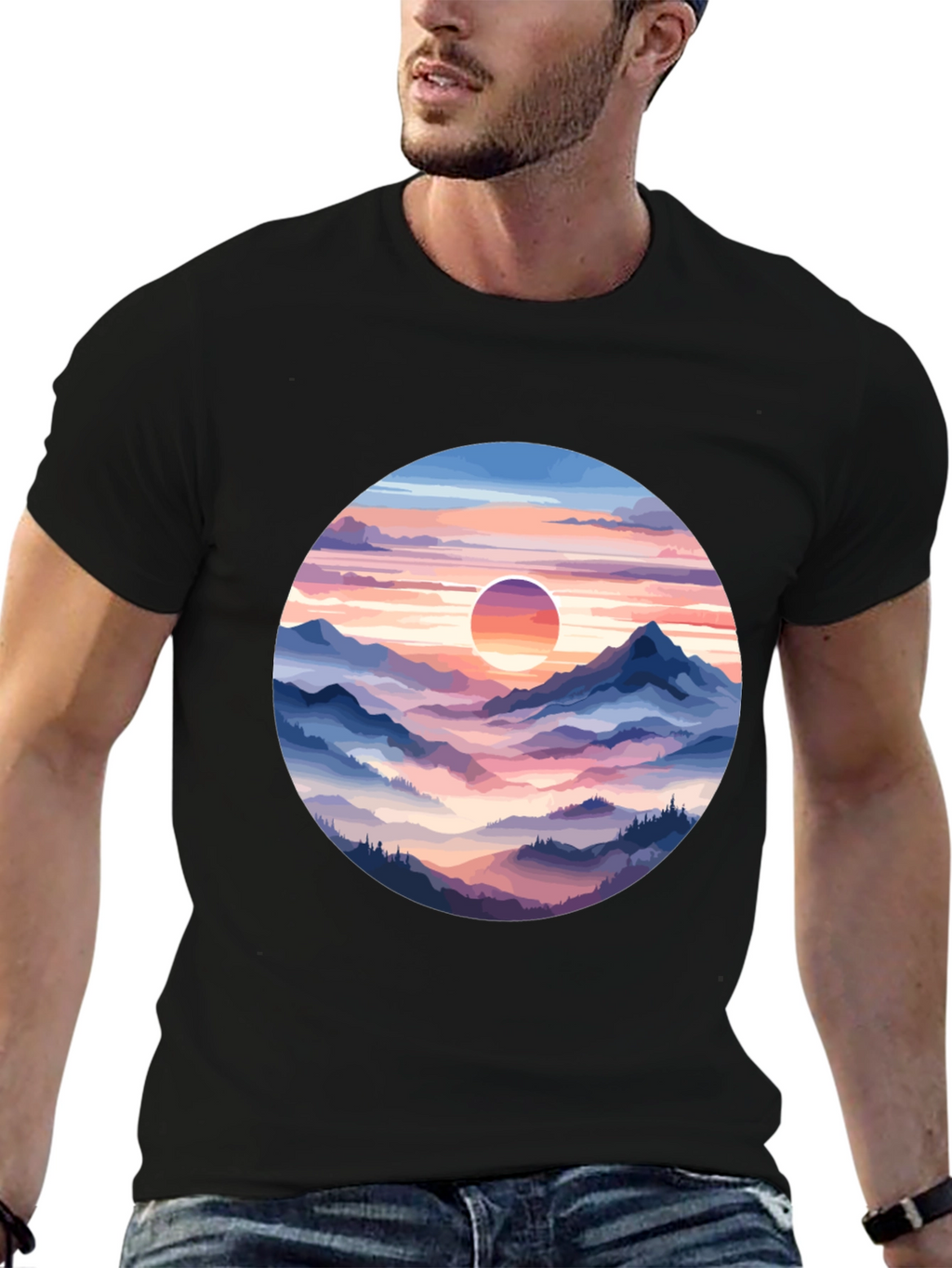 Mountain Sunset Graphic Tee - Stylish Comfort