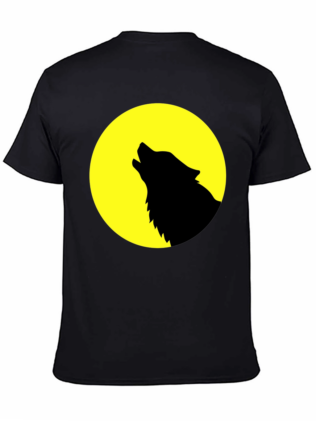 Wolf Howling at Moon Graphic T-Shirt - Black