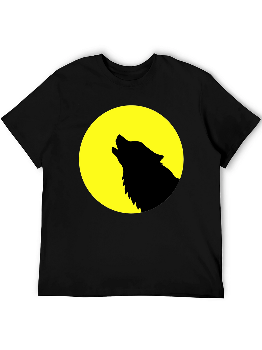 Wolf Howling at Moon Graphic T-Shirt - Black