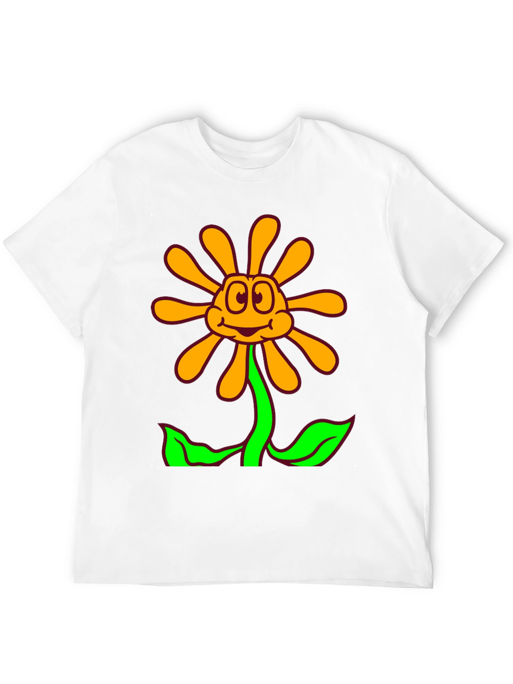 Cartoon Flower Graphic Black T-Shirt