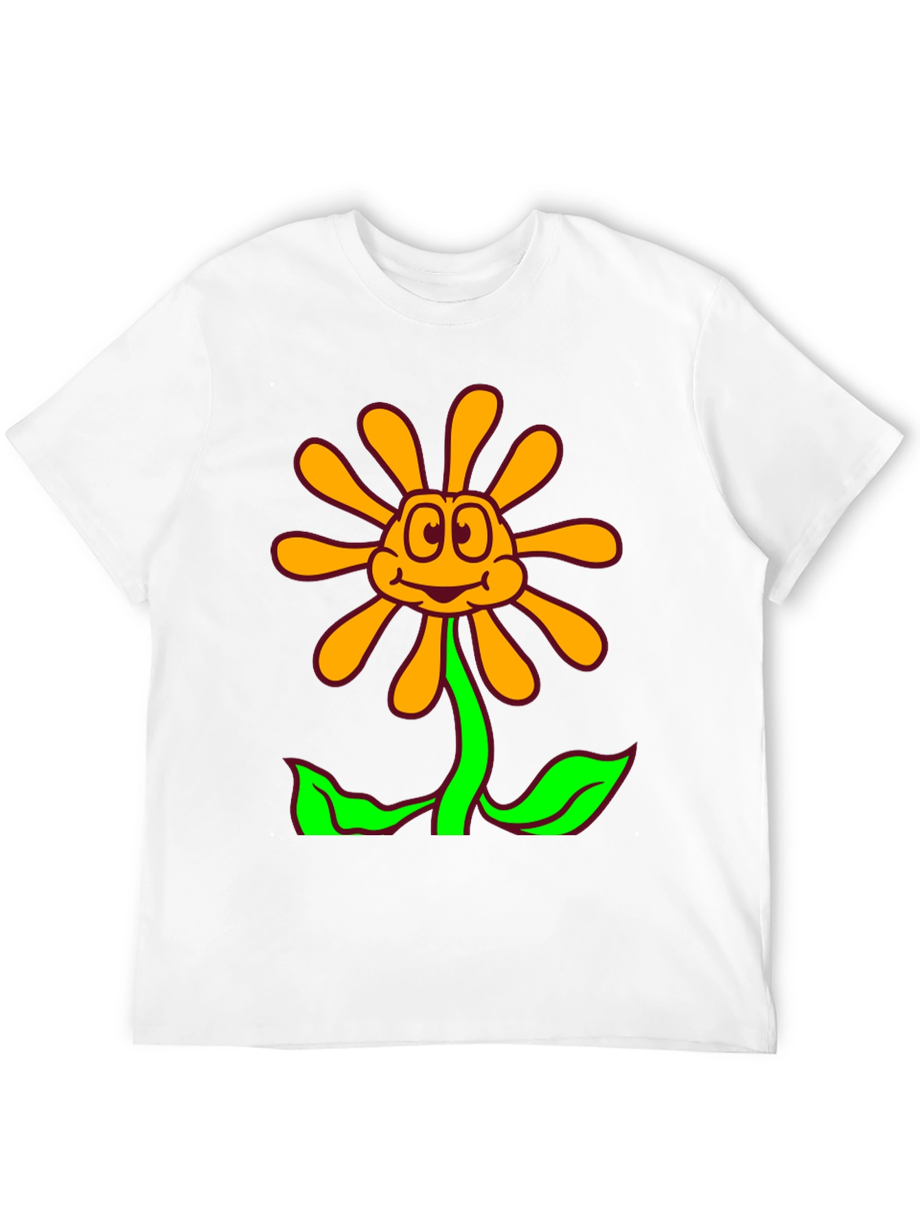 Cartoon Flower Graphic Black T-Shirt