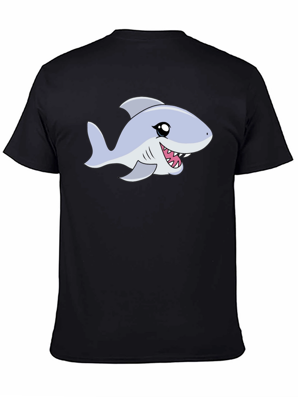 Cartoon Shark Graphic Tee - Black Casual Shirt