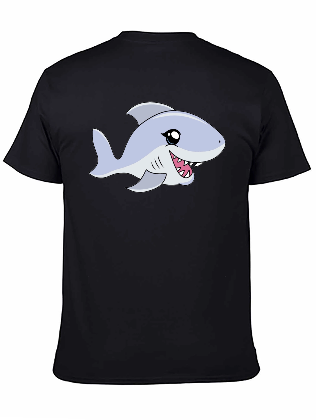 Cartoon Shark Graphic Tee - Black Casual Shirt