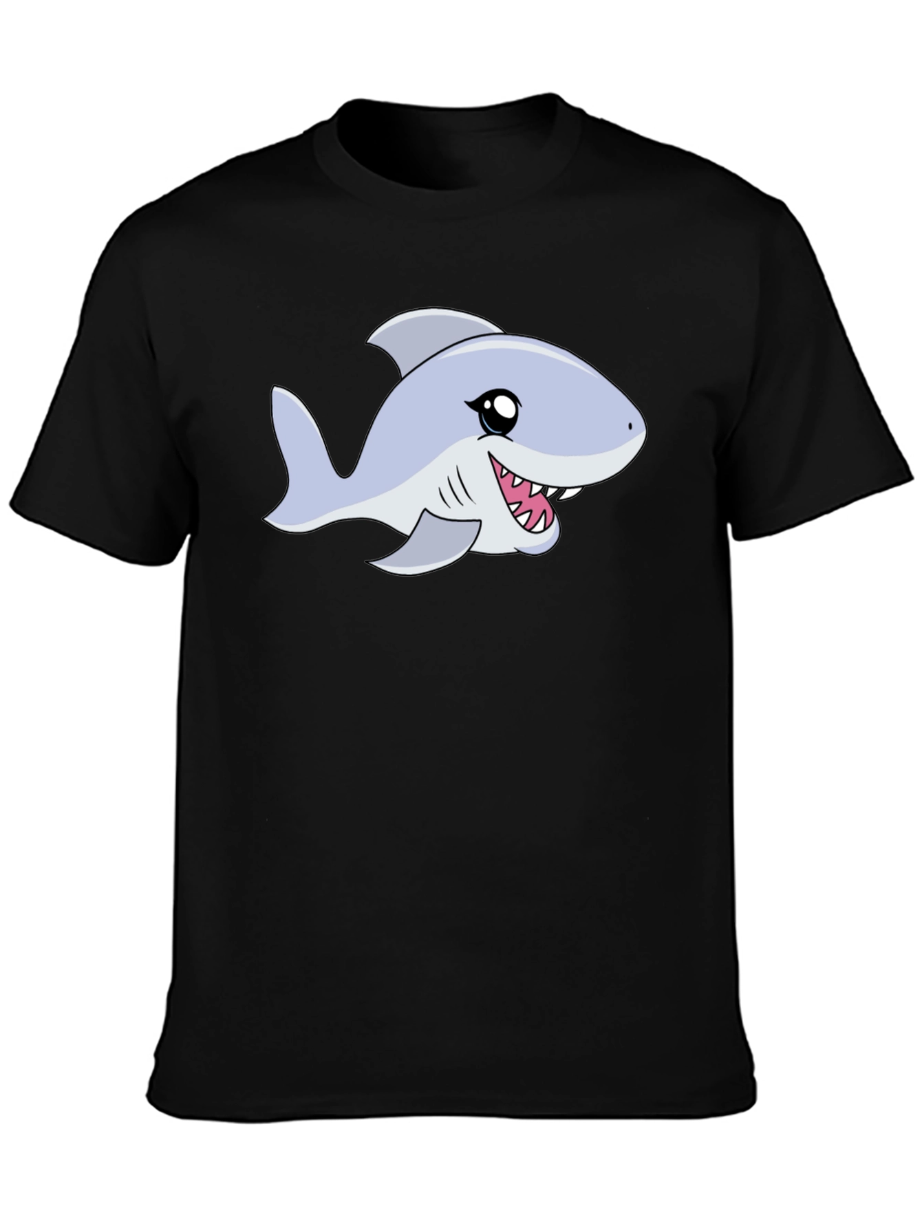 Cartoon Shark Graphic Tee - Black Casual Shirt