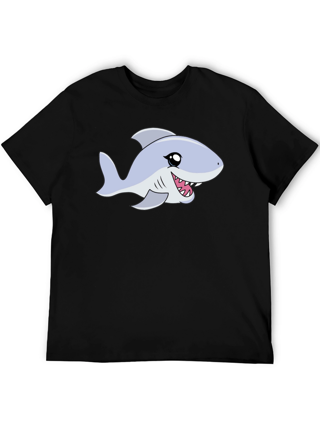 Cartoon Shark Graphic Tee - Black Casual Shirt