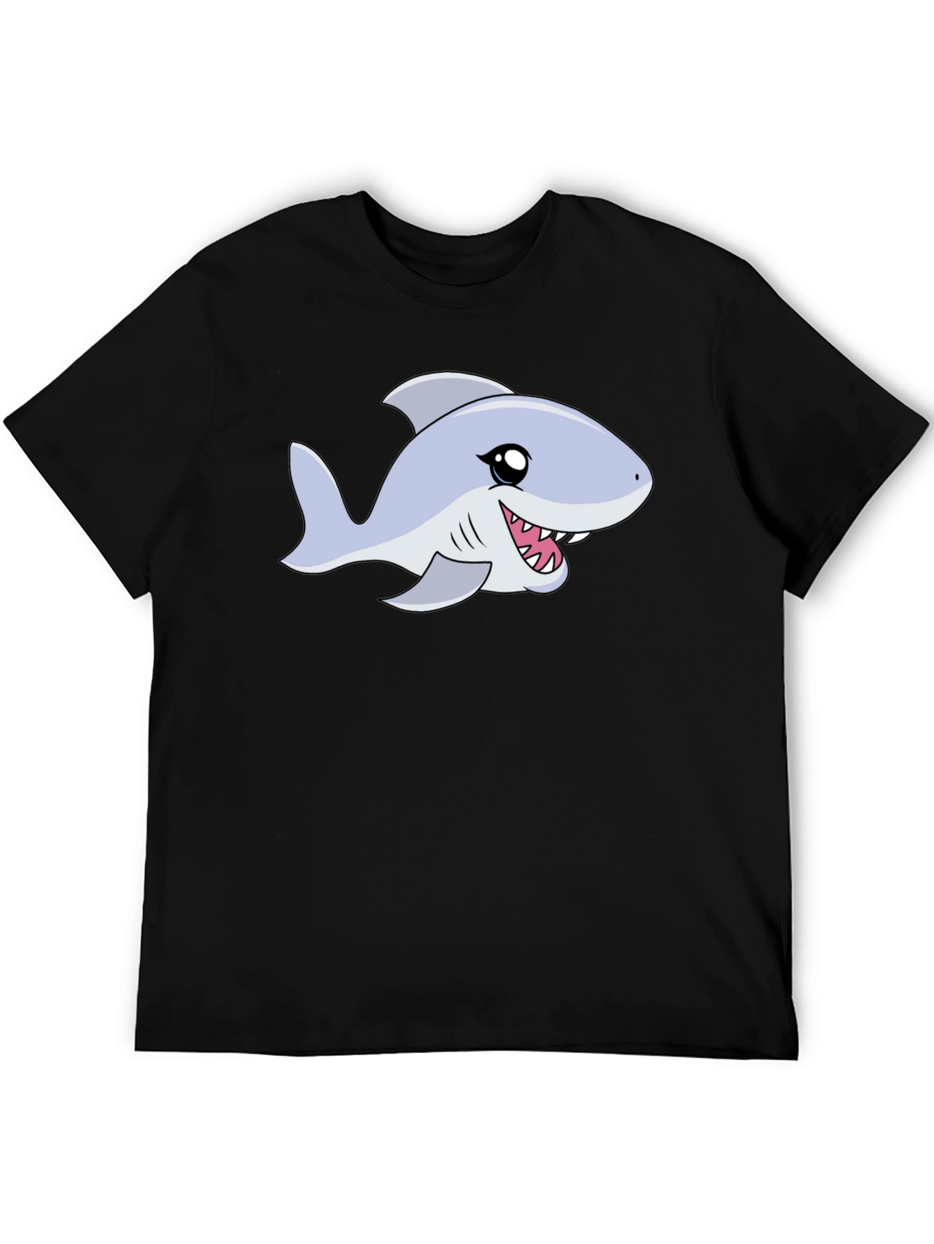 Cartoon Shark Graphic Tee - Black Casual Shirt