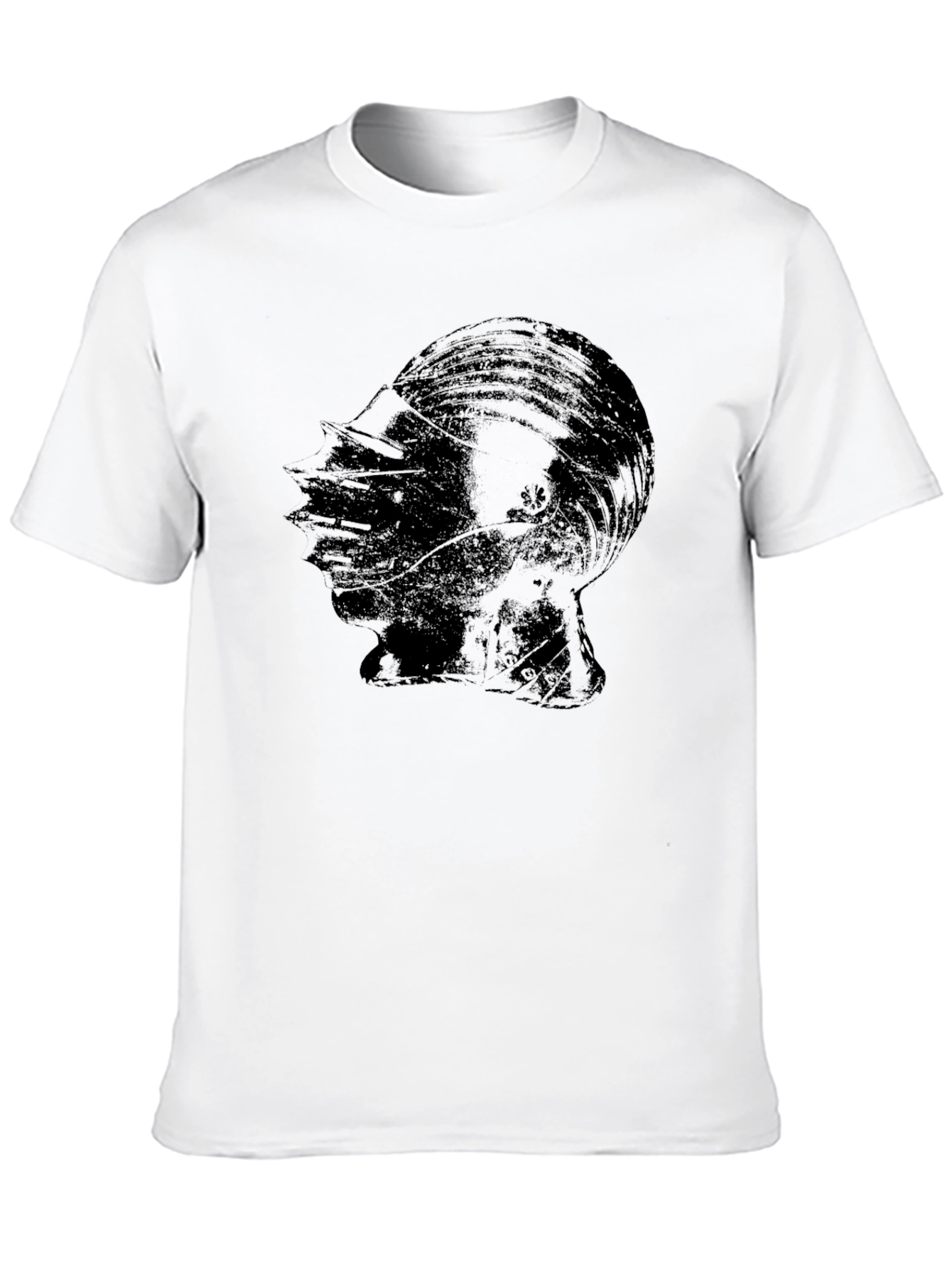 Mens Black Graphic Tee - Knight Helmet