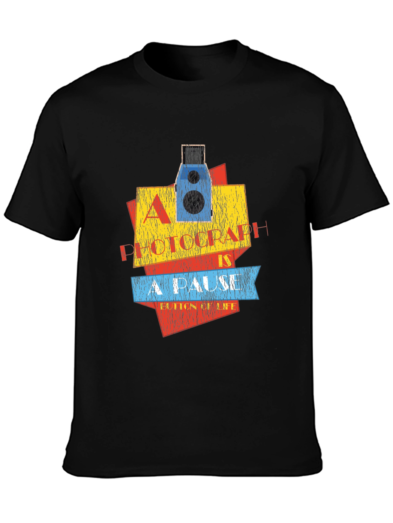 Retro Camera T-Shirt - A Photograph Is A Pause Button Of Life