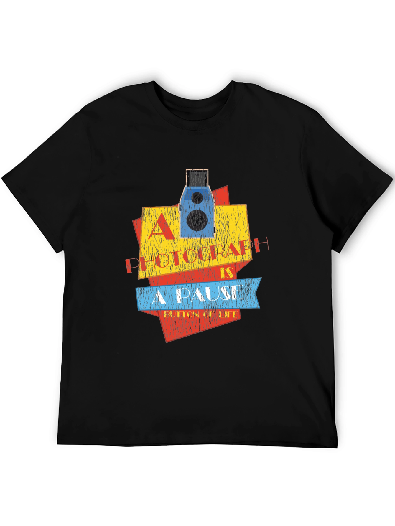 Retro Camera T-Shirt - A Photograph Is A Pause Button Of Life