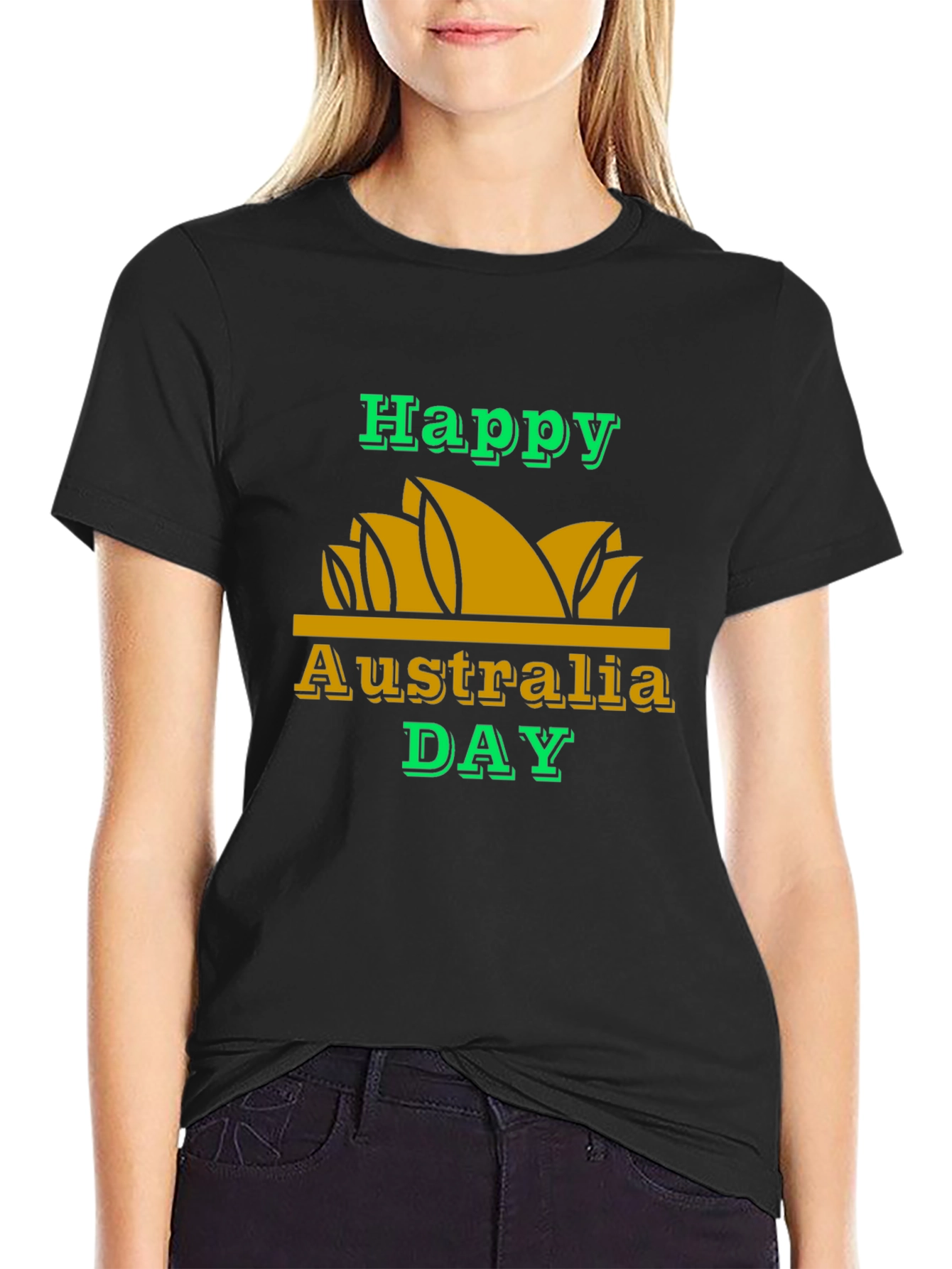 Happy Australia Day T-Shirt - Black Cotton Blend