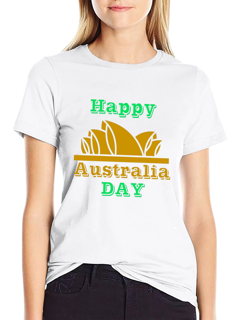 Happy Australia Day T-Shirt - Black Cotton Blend