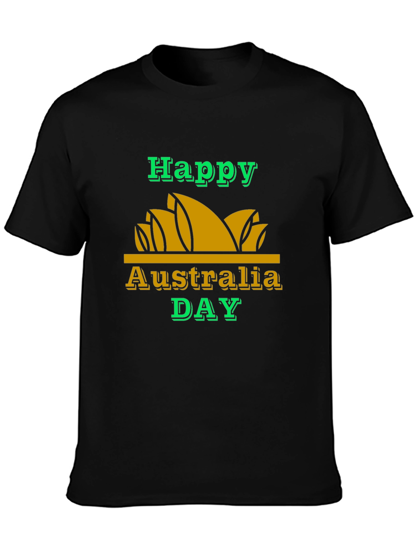 Happy Australia Day T-Shirt - Black Cotton Blend