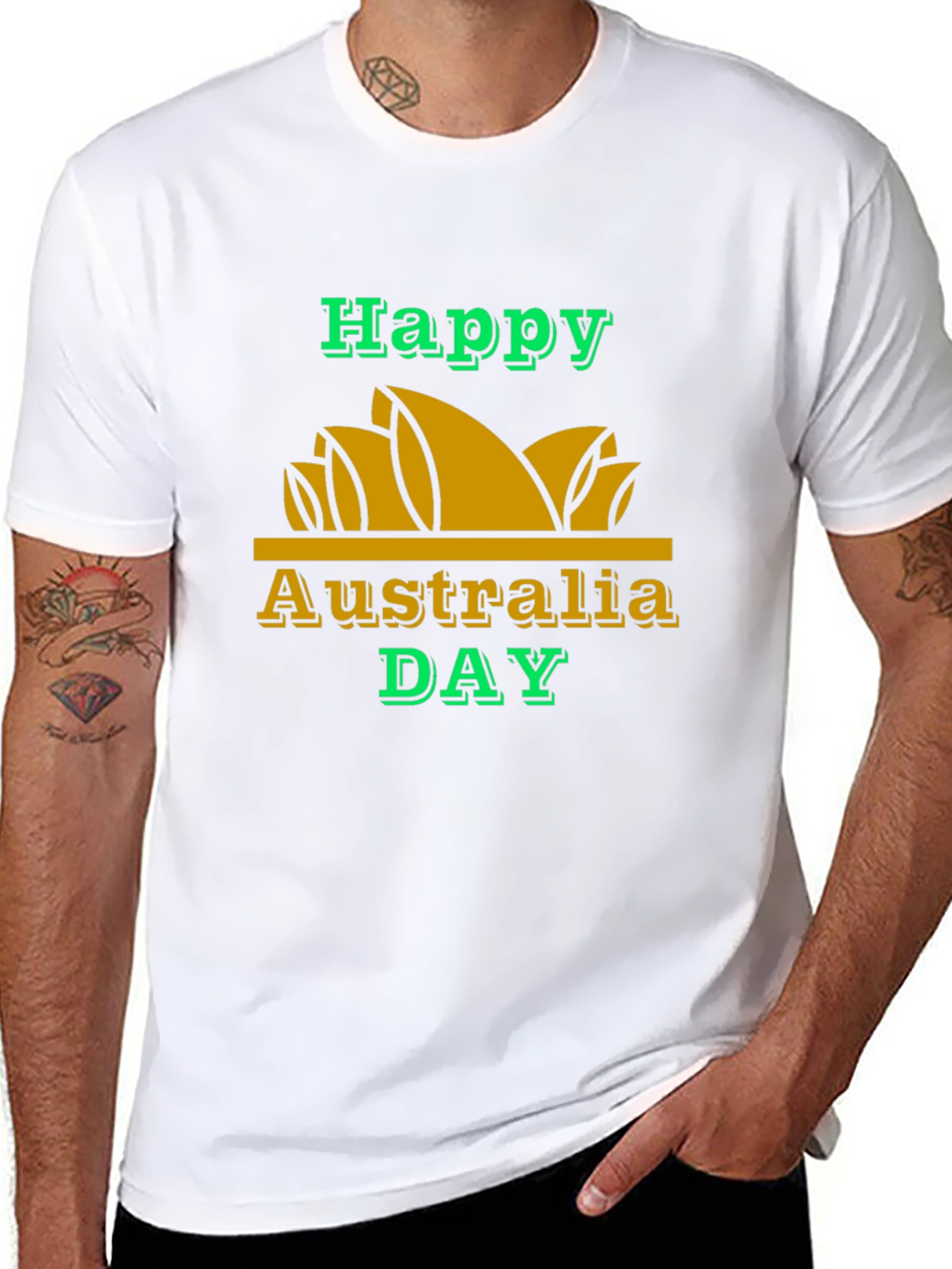 Happy Australia Day T-Shirt - Black Cotton Blend
