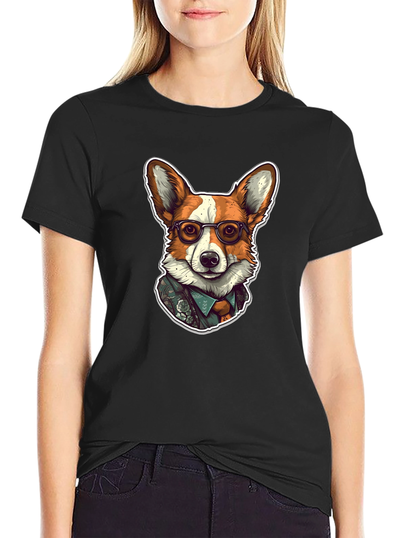 Hipster Corgi Graphic Tee - Unisex Soft Cotton Shirt