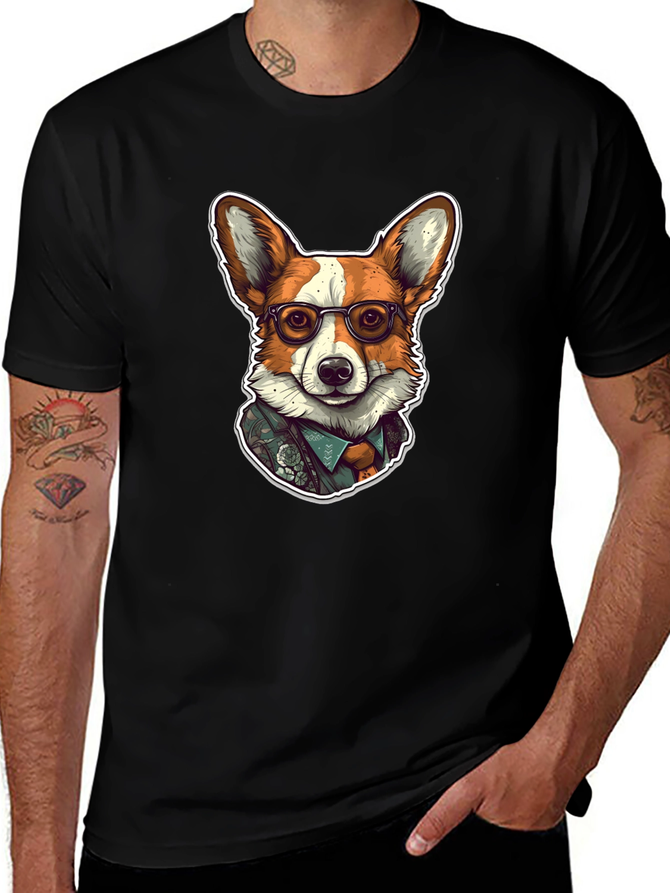Hipster Corgi Graphic Tee - Unisex Soft Cotton Shirt