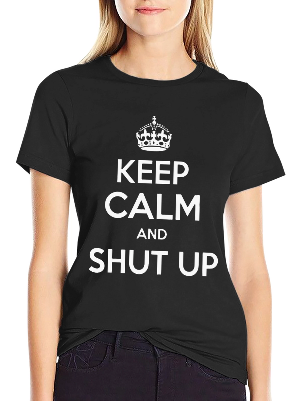 Keep Calm and Shut Up Black Graphic Tee