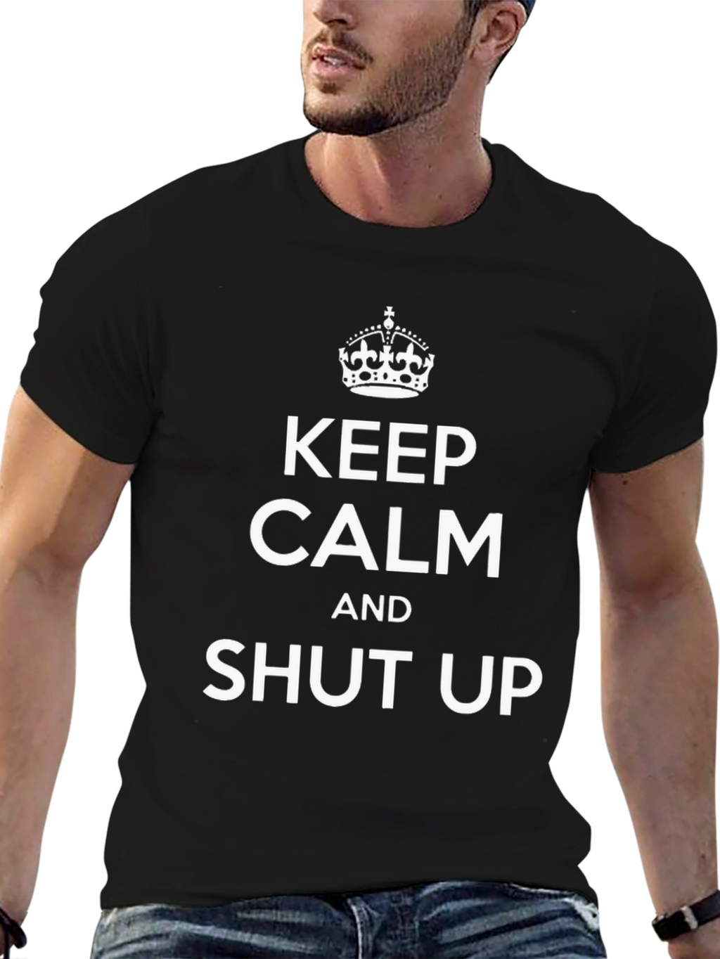 Keep Calm and Shut Up Black Graphic Tee
