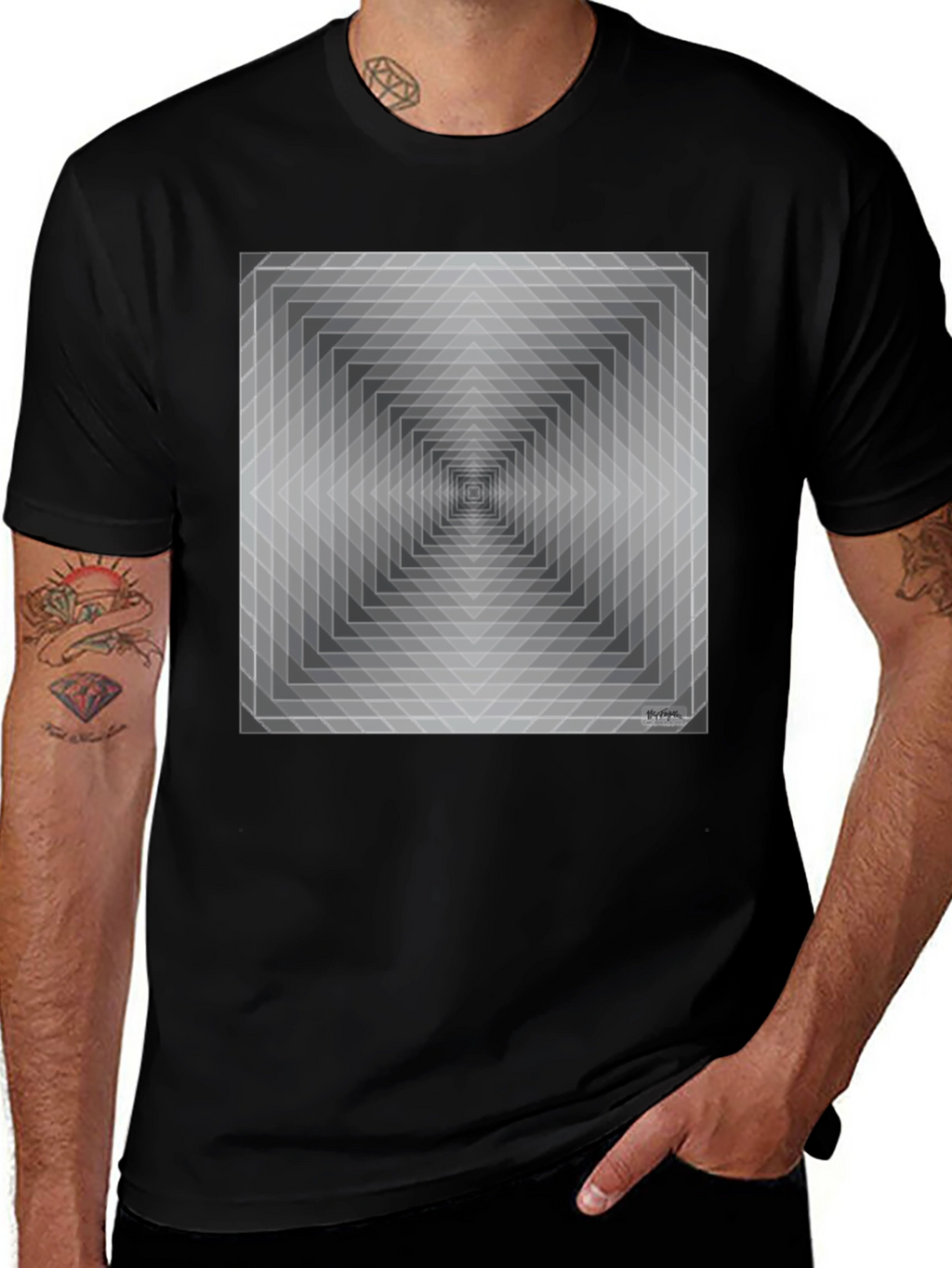 Geometric Illusion T-Shirt - Modern Art Tee