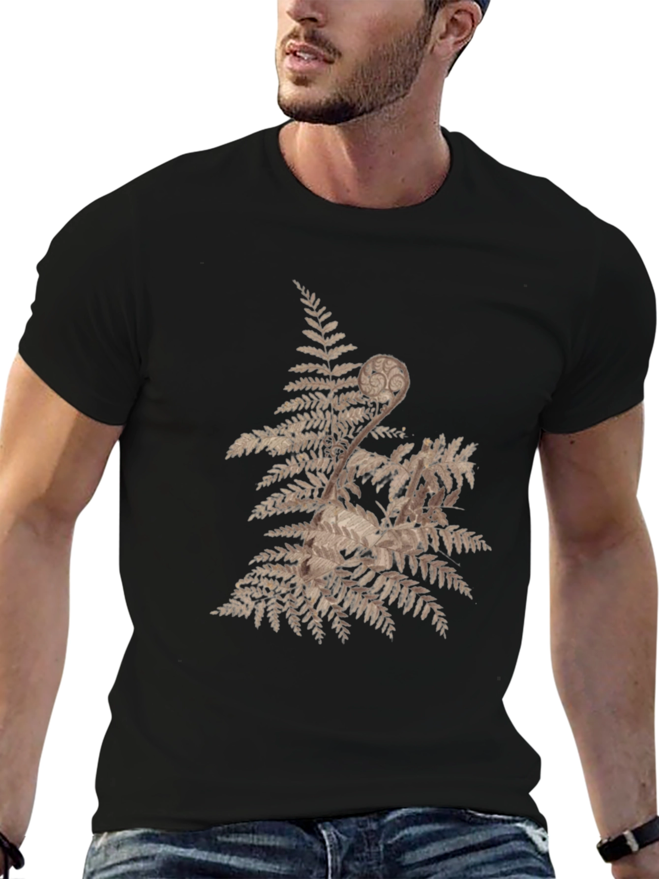 Nature Fern Graphic Tee - Mens Black T-Shirt