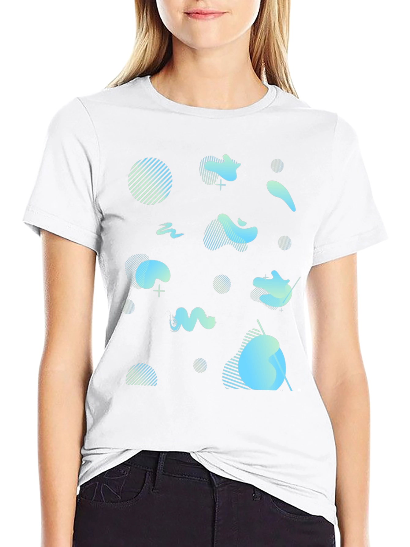 Abstract Print Black Crew Neck T-Shirt