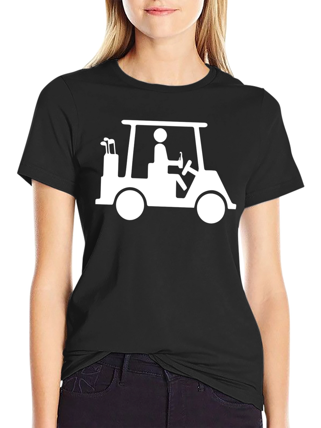 Golf Cart Graphic Tee - Black Cotton T-Shirt