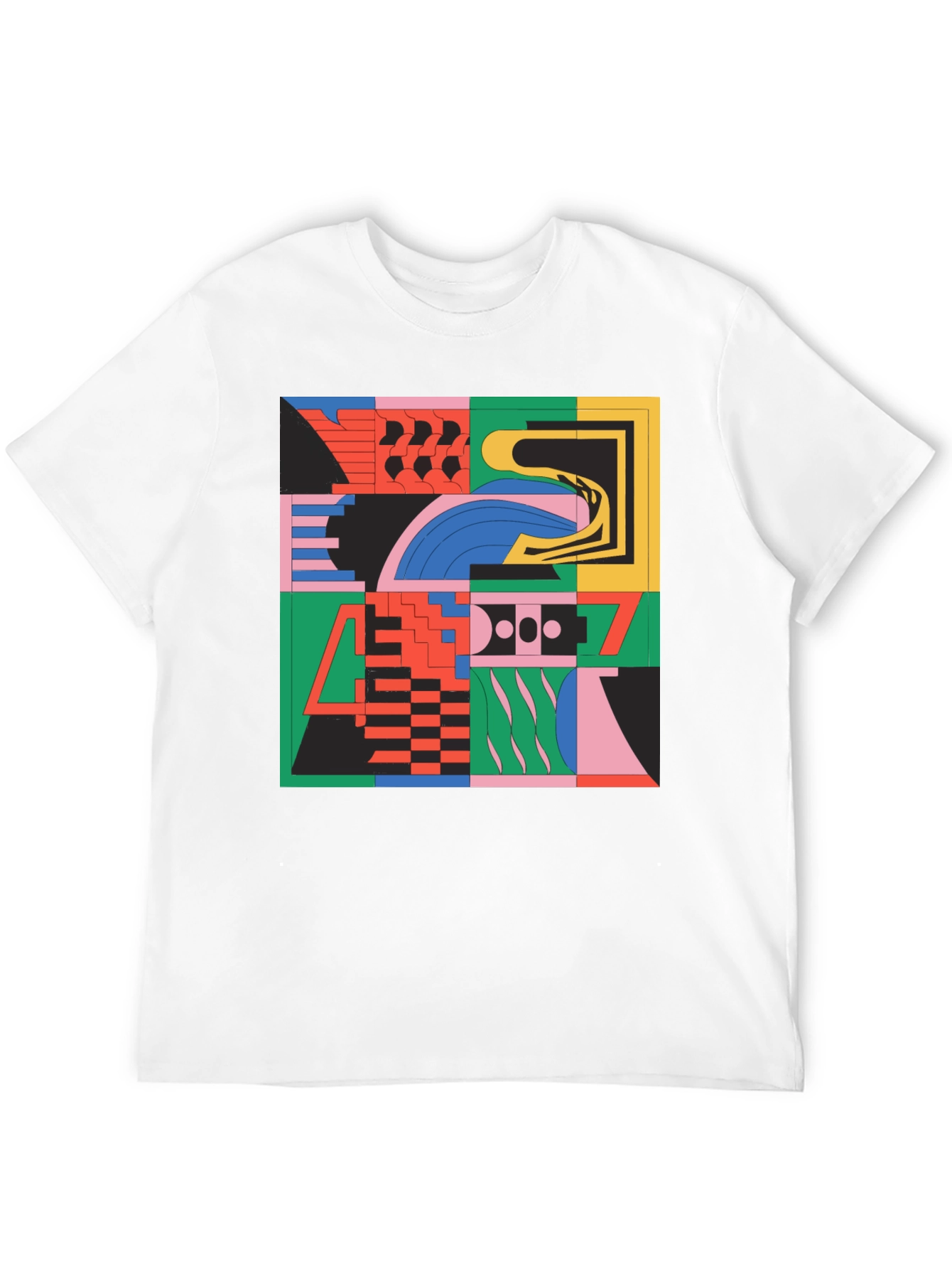 Abstract Geometric Pattern Black T-Shirt