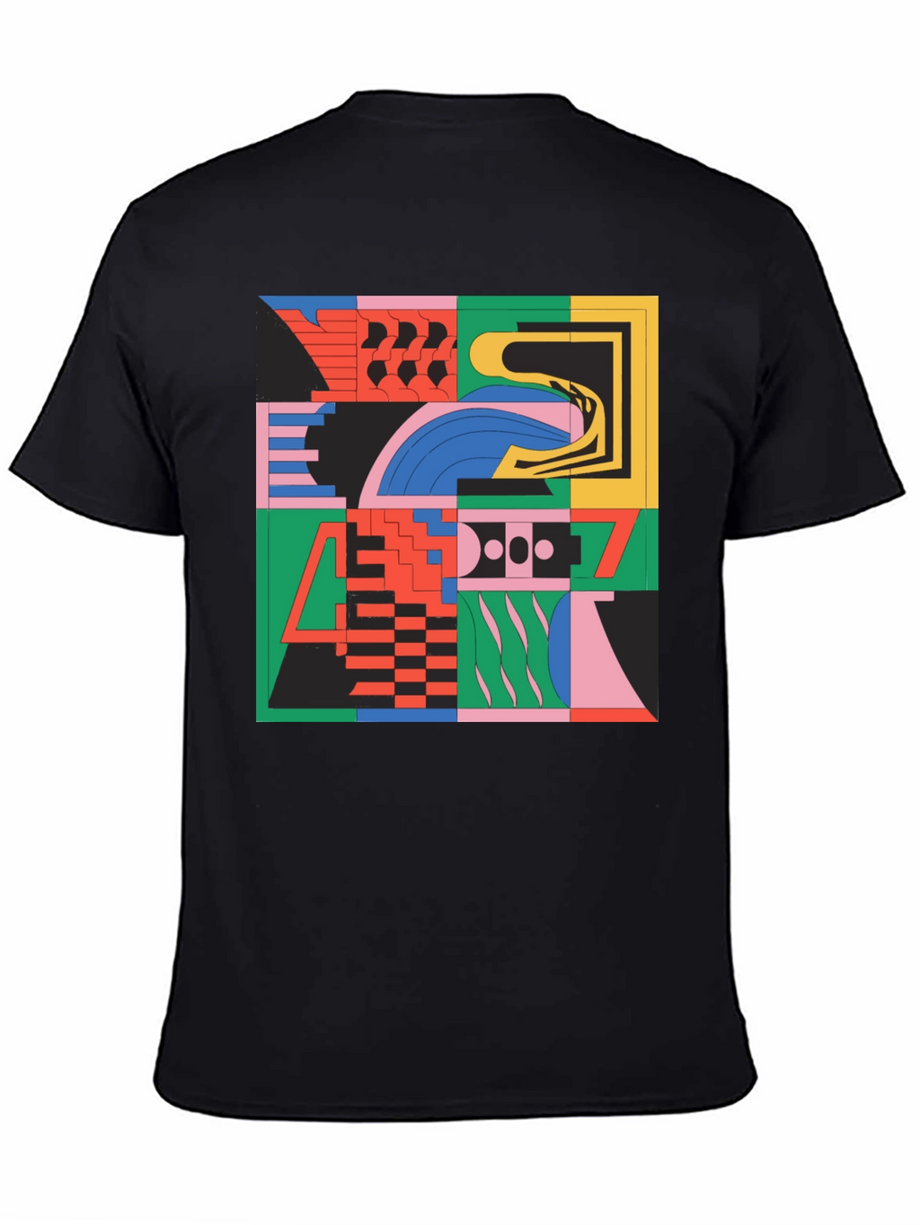 Abstract Geometric Pattern Black T-Shirt