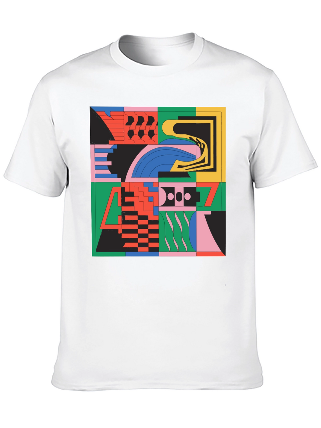 Abstract Geometric Pattern Black T-Shirt