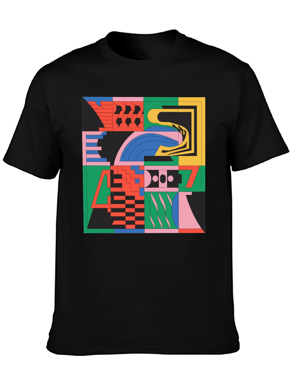 Abstract Geometric Pattern Black T-Shirt