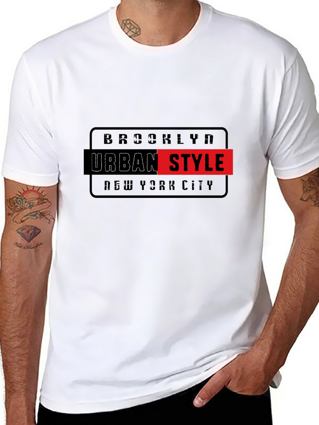 Brooklyn Urban Style Graphic Print Black T-Shirt