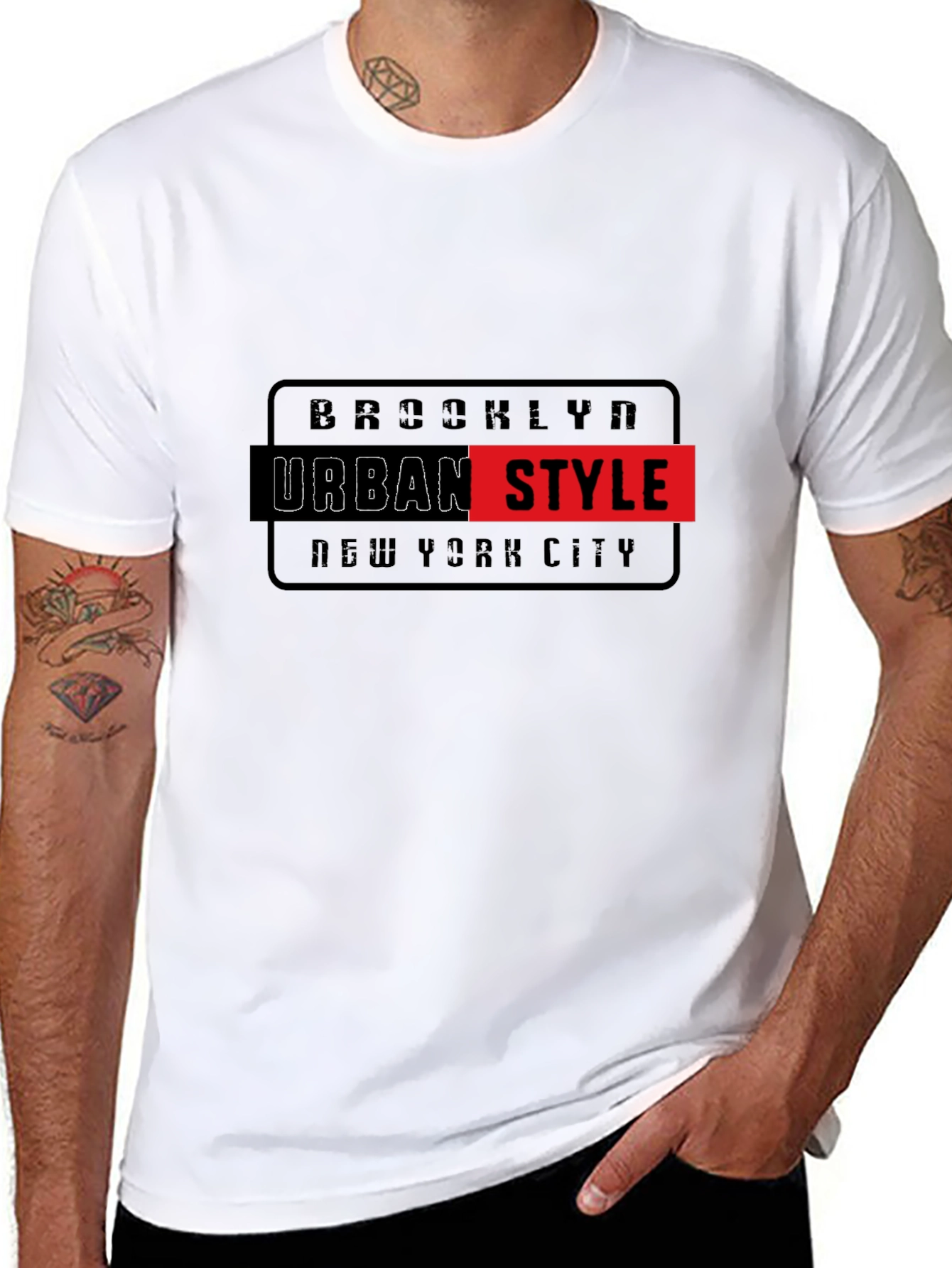 Brooklyn Urban Style Graphic Print Black T-Shirt