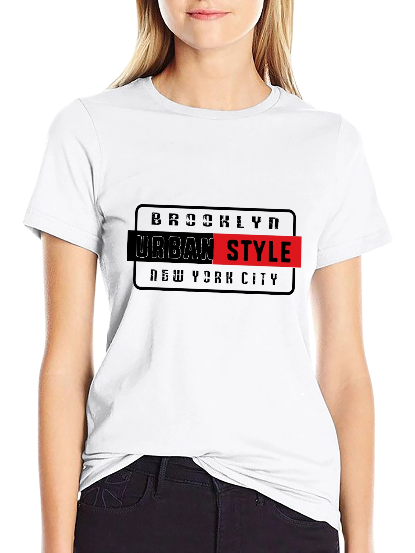 Brooklyn Urban Style Graphic Print Black T-Shirt