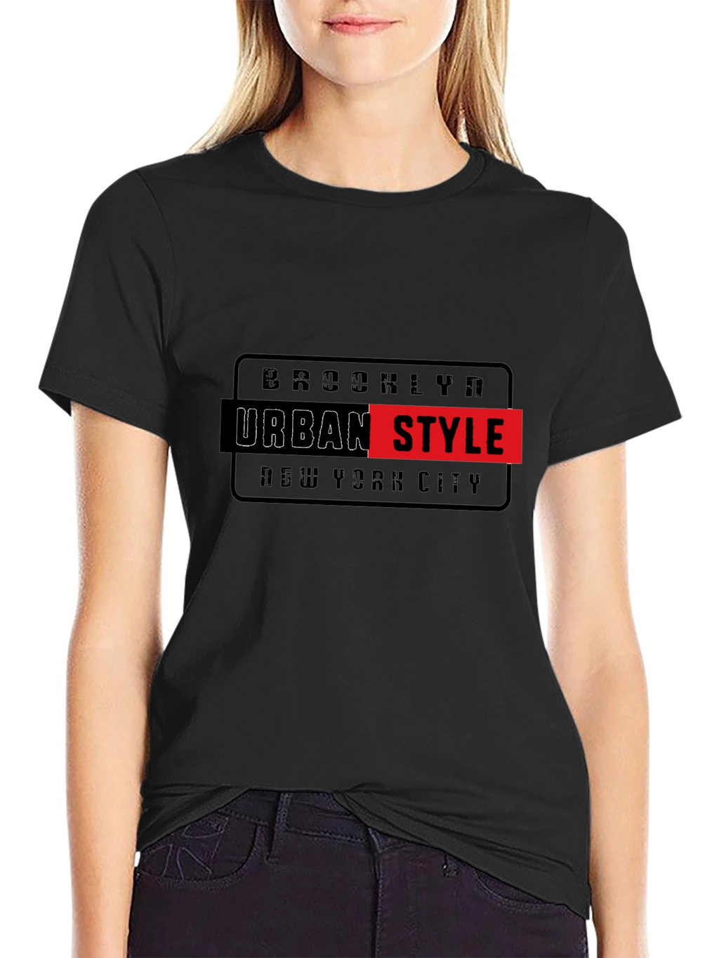 Brooklyn Urban Style Graphic Print Black T-Shirt