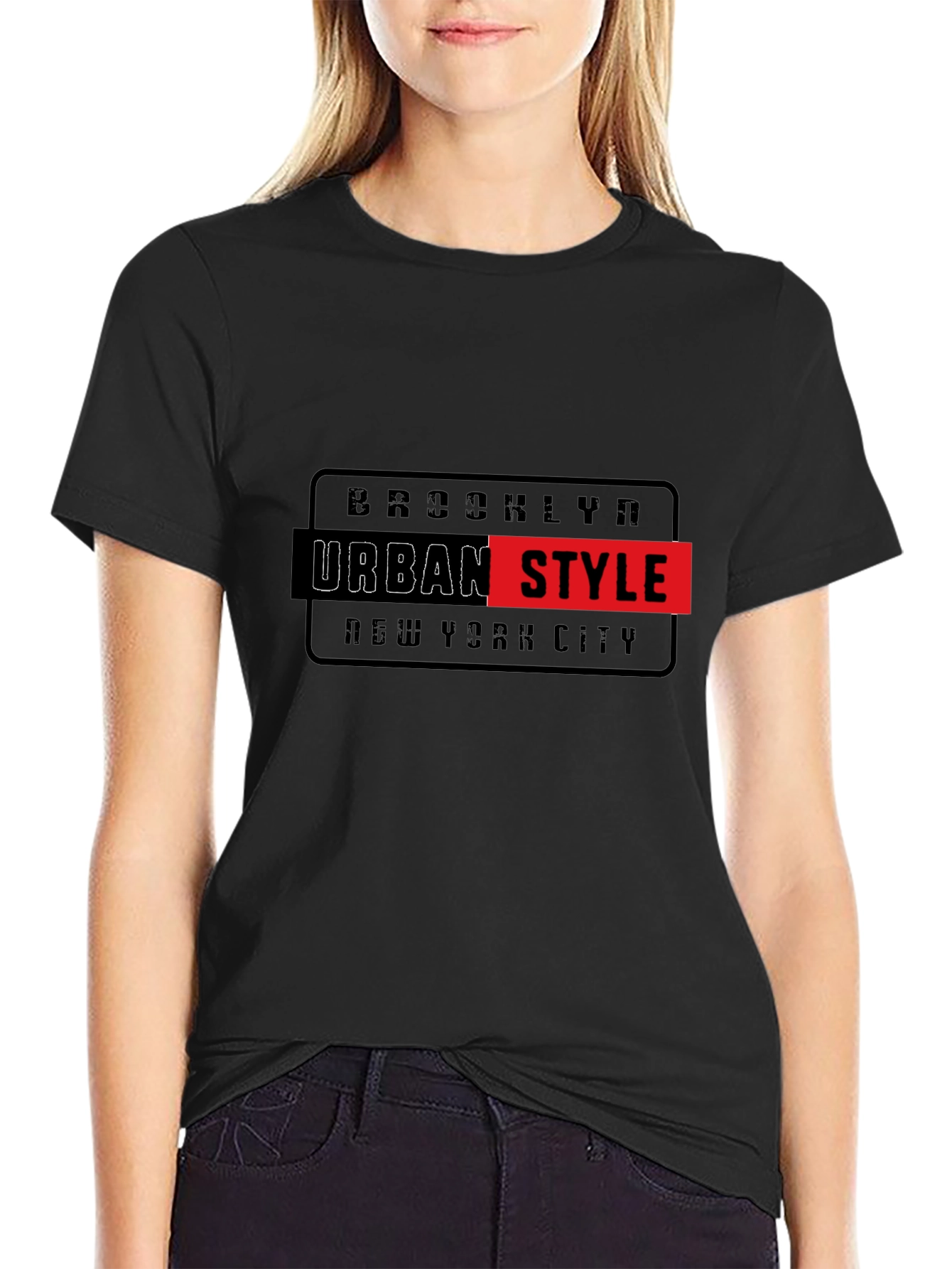 Brooklyn Urban Style Graphic Print Black T-Shirt