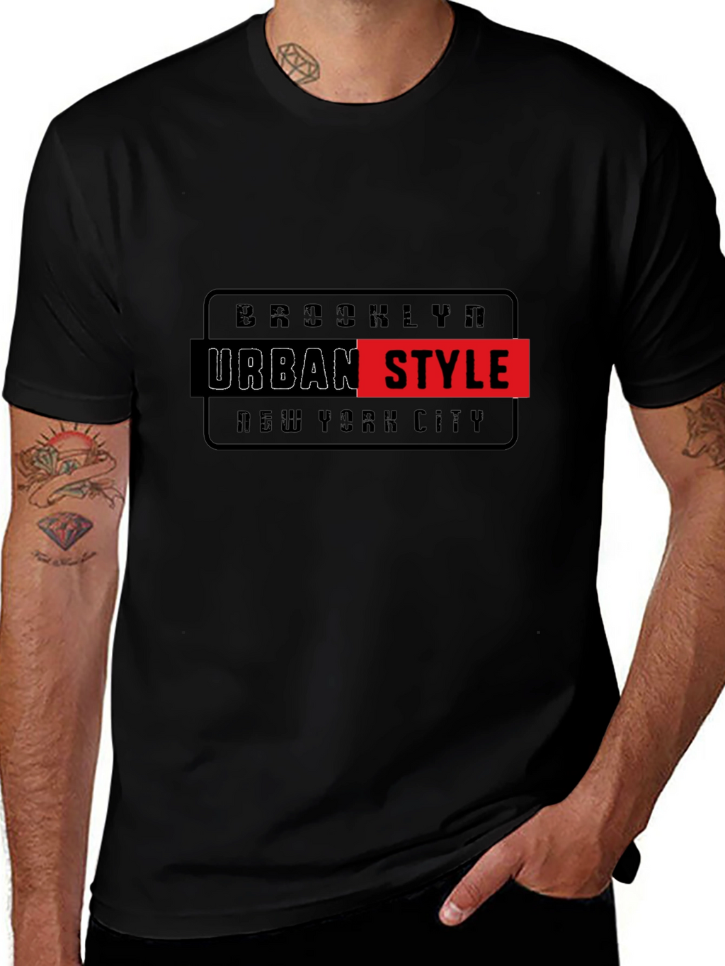Brooklyn Urban Style Graphic Print Black T-Shirt